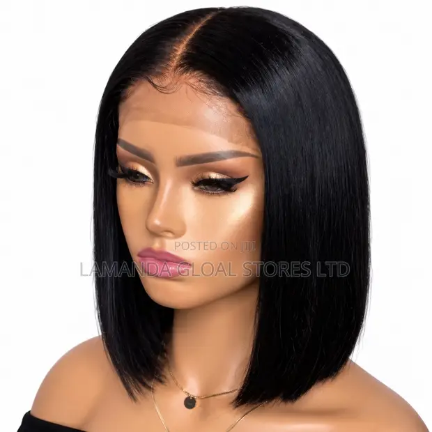 Short Straight Middle Part HD Lace Front Bob Wig - 1