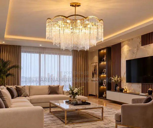 Modern Crystal Glass LED Chandelier for Living Room/Bedroom - 1