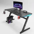 Modern Z-Shaped Ergonomic Gaming Desk with RGB LED Lights - 1
