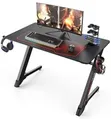 Modern Z-Shaped Ergonomic Gaming Desk with RGB LED Lights - 3