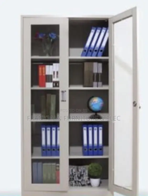 Boss Office Products Bookcase with Glass Doors - White - 1