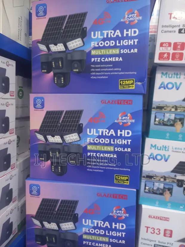Eseecloud HD Flood Light 3 Lens 4G Solar PTZ Kamera - 1