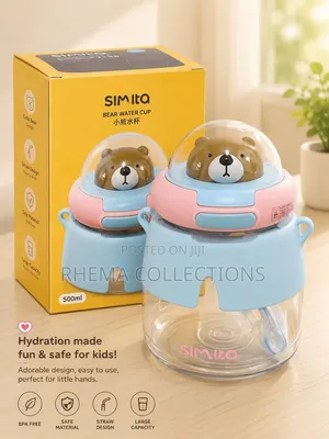 1200ml Quality Bear Character Water Bottle with Straw