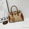 Structured Top Handle Handbag - Beige Genuine Leather - 2