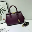 Structured Red Leather Tote Handbag - 4
