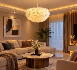Nordic Modern White Feather Chandelier