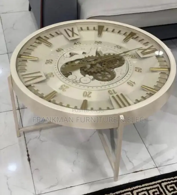 Luxury Round Glass Table with Working Clock - 1