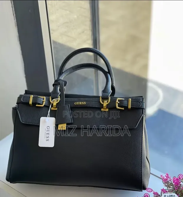 Guess Top Handle Handbag - Black Genuine Leather - 1