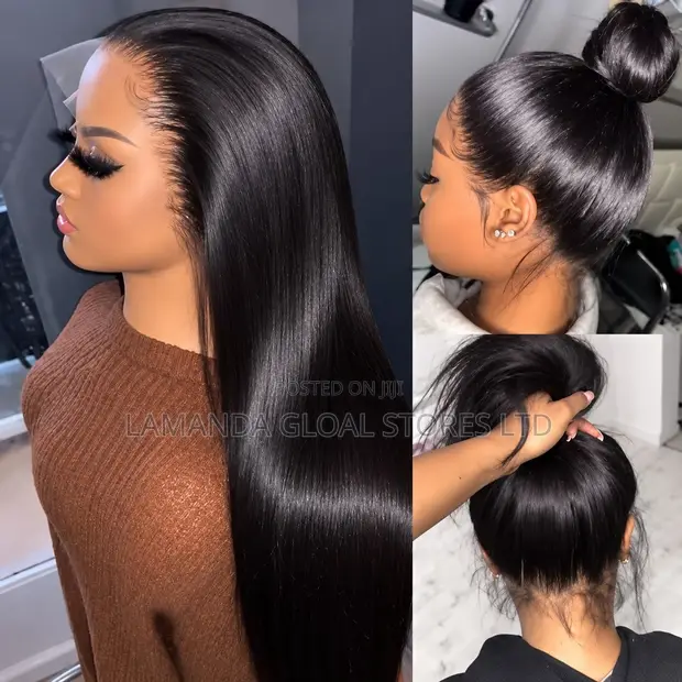 Long Bone Straight Middle Part HD Lace Front Human Hair Wig - 1