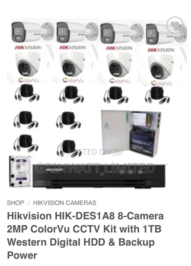 Hikvision 8-Channel CCTV Kit with 8 Cameras - 1