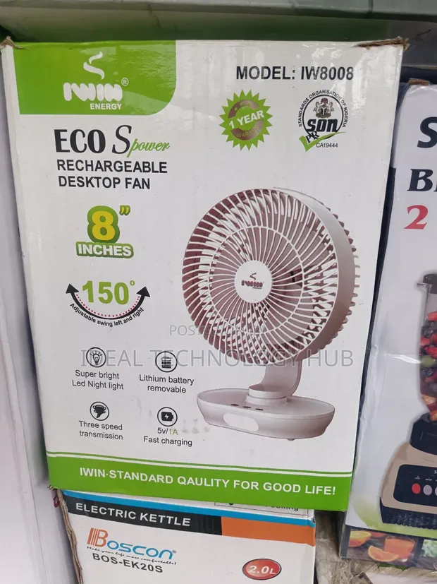 IWin Energy Eco Power Mai Sake Caji Fan Mai Girman Ciki 8-inch - 1