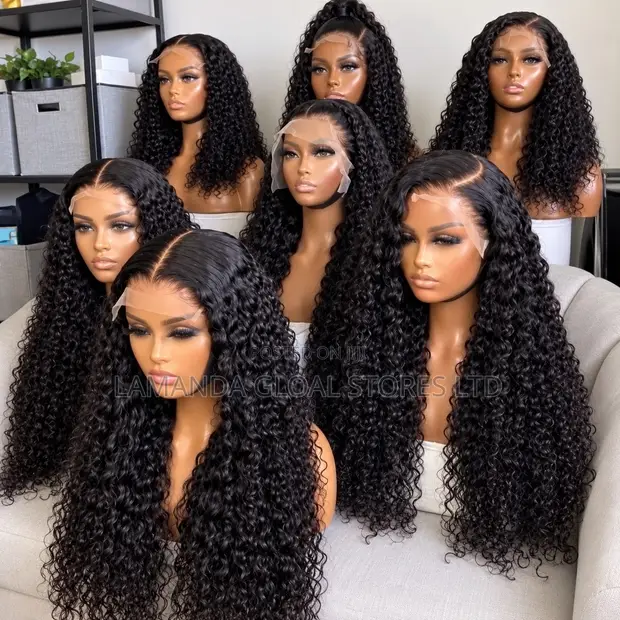 Long Curly Middle Part HD Lace Front Human Hair Wig - 1