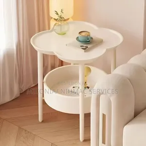 Double Layer Storage Bedside Table - White