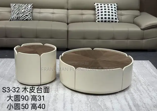 Round Coffee Table Set with Black Marble Top - 1
