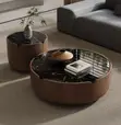 Round Coffee Table Set with Black Marble Top - 2