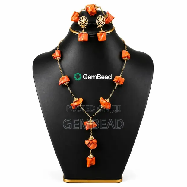 Handcrafted Coral Bead Jewellery Set - 1
