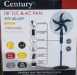 Century 18" AC/DC Solar Fan mai Hasken LED - 1