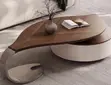 Oval Center Table - Glossy Brown Wood - 1