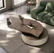 Oval Center Table - Glossy Brown Wood - 3