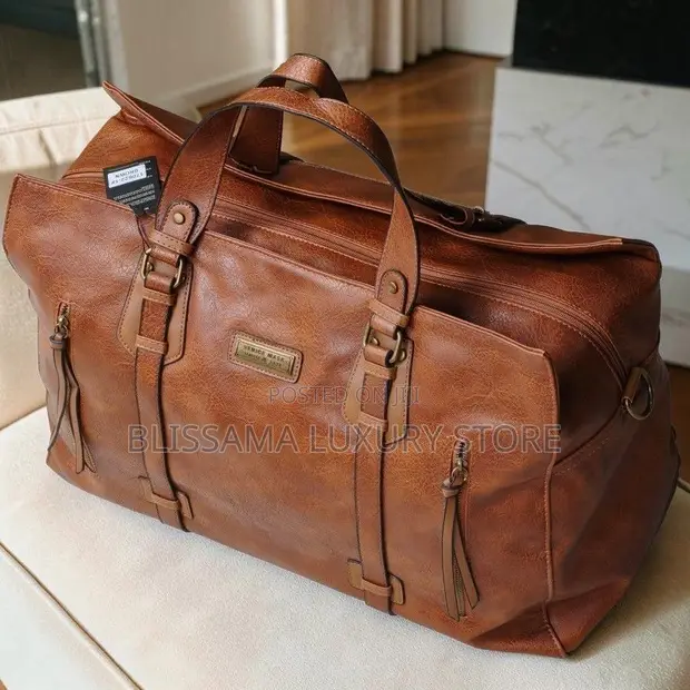 Genuine Leather Luxury Travel Duffel Bag - Large, Multicolor - 1