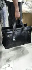 Genuine Leather Luxury Travel Duffel Bag - Large, Multicolor - 3