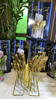 24-Piece Gold Plated Cutlery Set with Rack - 3