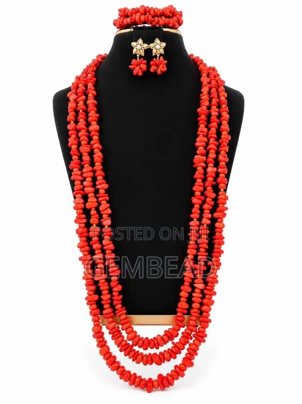 Royal Empress Handcrafted Coral Bead Set - 1