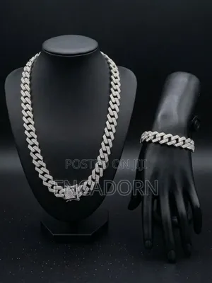 Fully Iced Cuban Necklace & Bracelet Set - Gold/Silver