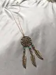 Trendy Golden Dreamcatcher Pendant Necklace - 1