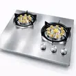 Stainless Steel Dual Burner Gas Cooker Hob - 2