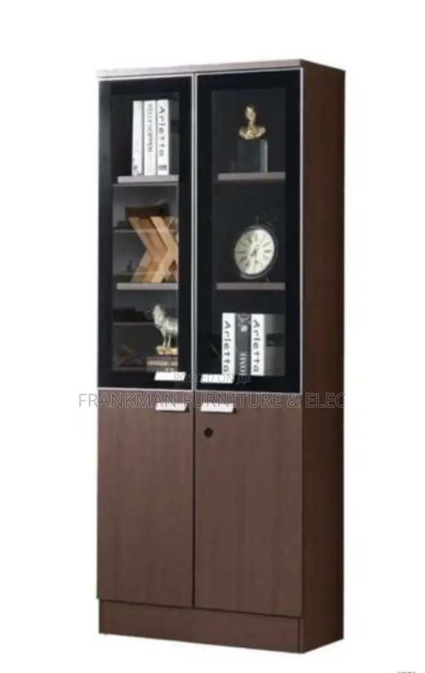 Boss Office Products Bookshelf with Doors - Brown - 1