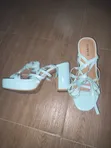 Torrid Light Blue Strappy Platform Block Heels - Extra Wide Fit - 1