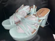 Torrid Light Blue Strappy Platform Block Heels - Extra Wide Fit - 4