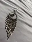 Silver Pearl Dangling Metallic Tassel Earrings - 2
