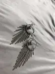 Silver Pearl Dangling Metallic Tassel Earrings - 4