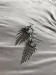 Silver Pearl Dangling Metallic Tassel Earrings - 5
