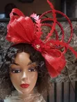 Red Luxury Handmade Fascinator Hat - 1