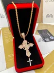 VVS Moissanite Diamond Rose Gold Rosary Cross Pendant Necklace - 2