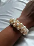 Elegant Beaded Bracelets - White Pearl & Crystal - 1