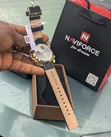 NAVIFORCE Black Leather Gold Water Resistant Men's Wrist Watch - 2