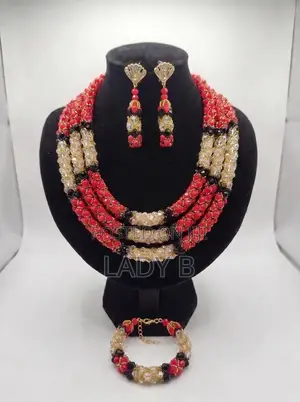 Kyakyawan Royal Red, Crystal & Black Bridal Beaded Set