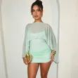 Mint Green Sheer Cape Mini Dress - 1