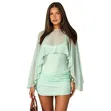 Mint Green Sheer Cape Mini Dress - 4