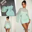 Mint Green Sheer Cape Mini Dress - 5