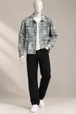 Men's Denim Jacket and Black Cargo Jeans Set - 1