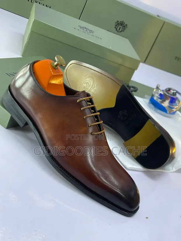 Tuxvani Men's Patina Leather Oxford Dress Shoes - 1