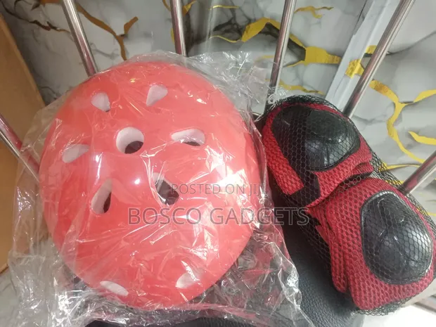 Kids Protective Helmet & Gear Set - Red - 1