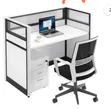 Brand New Single Seater White and Black Glass Workstation - 2