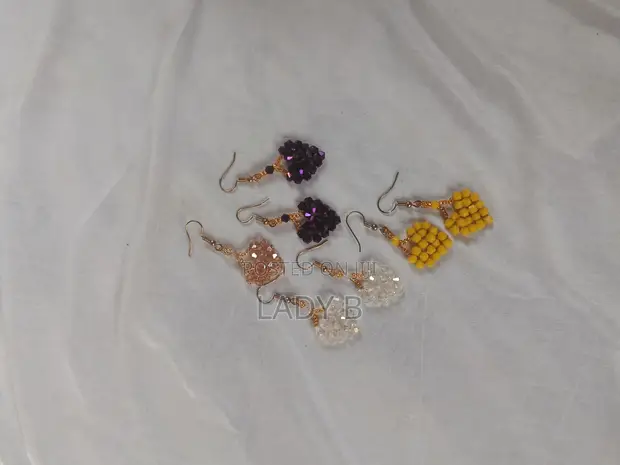 Cute Multicoloured Beaded Heart Earrings - 1