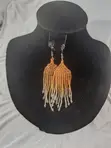 Trendy Dangling Amber-Clear Gradient Beaded Earrings - 2